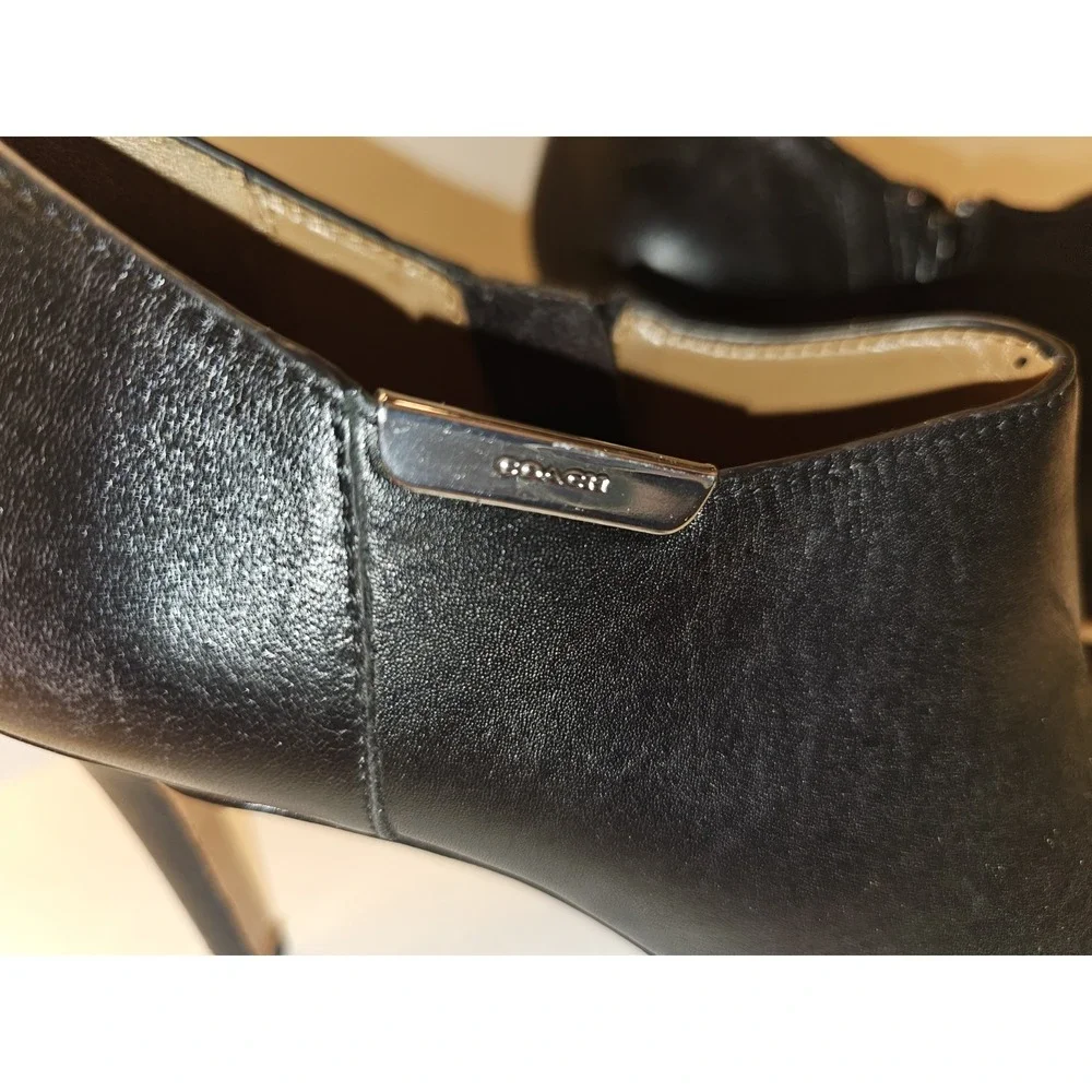 Coach Womens Seneca Glazed Q5501‎ Black Leather Zip Ankle Booties Size 7